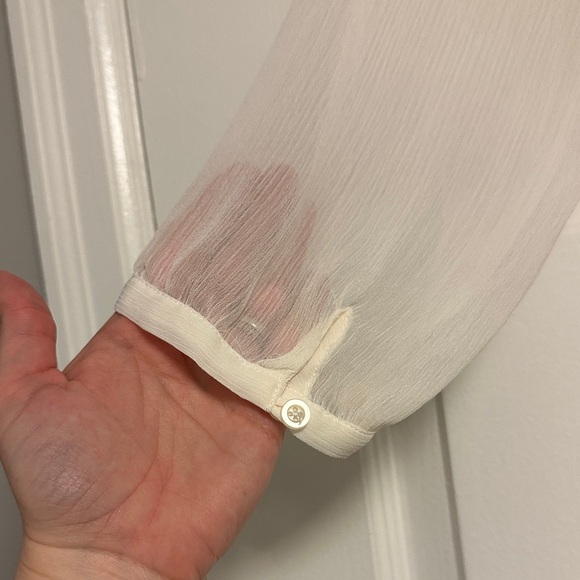 Maurices Boho Embroidered Sheer Peasant Blouse | Ivory & Blue - Picture 10 of 11